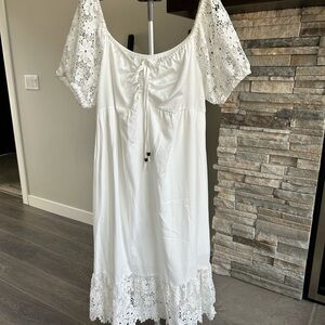 White Lace Sleeve Dress